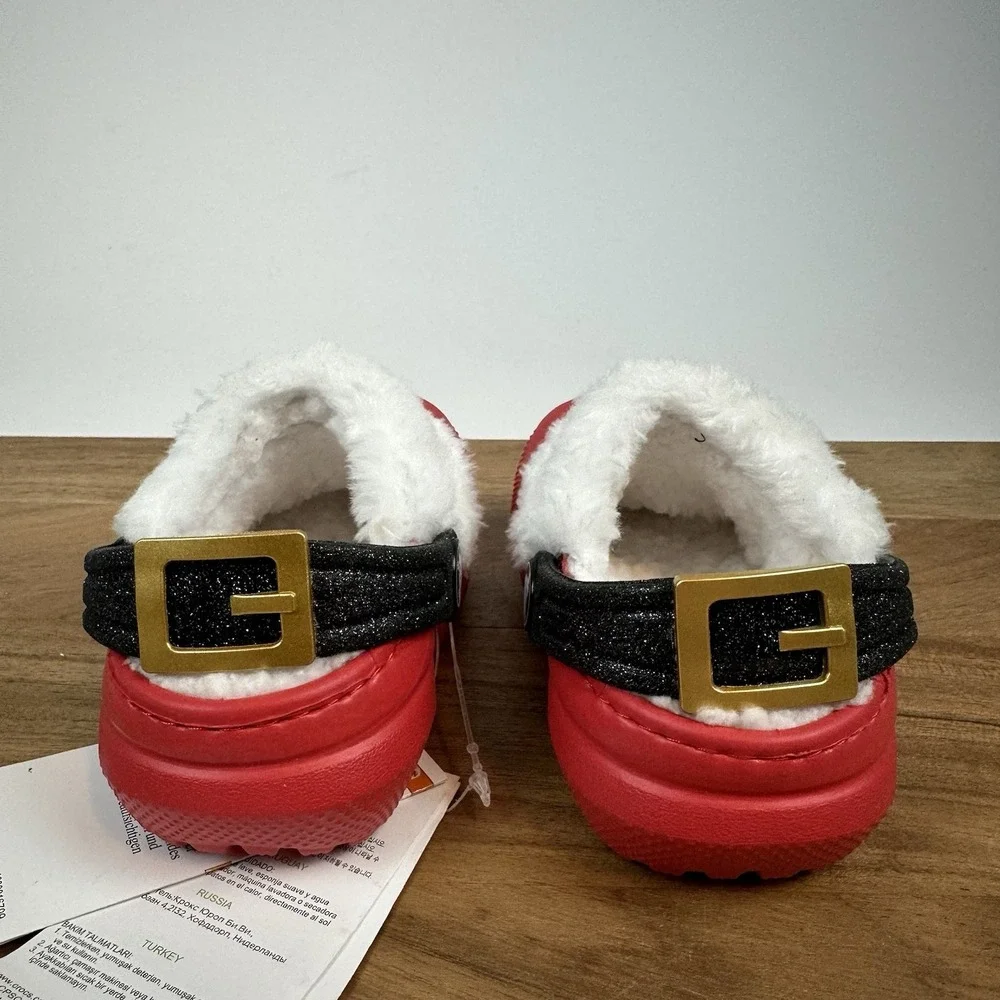 New Little Kids Crocs Classic Lined Santa Suit Clogs Shoes Sandals‎ Size 5 C